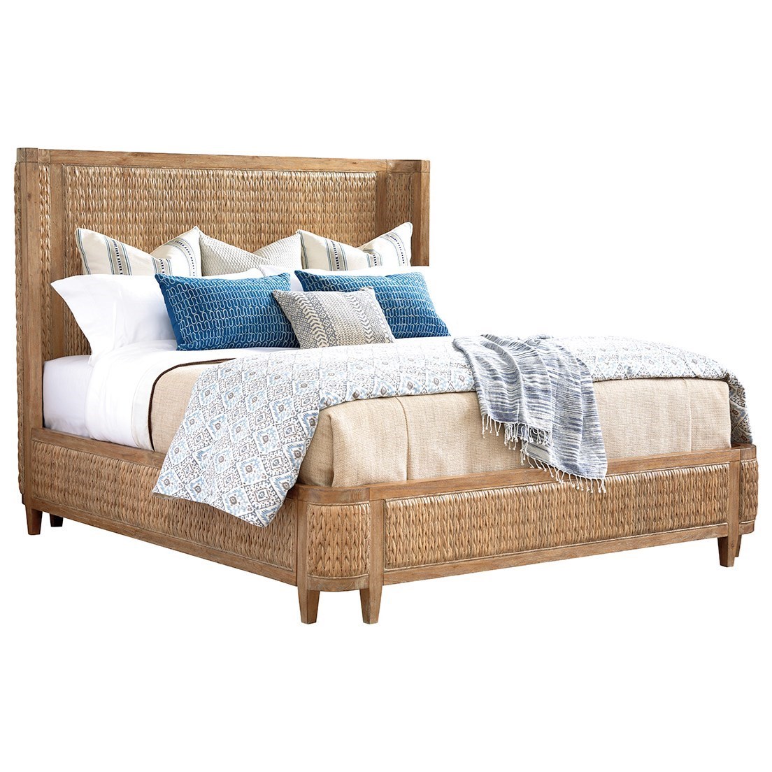 Tommy Bahama Home Los Altos Ivory Coast Queen Size Bed with Woven